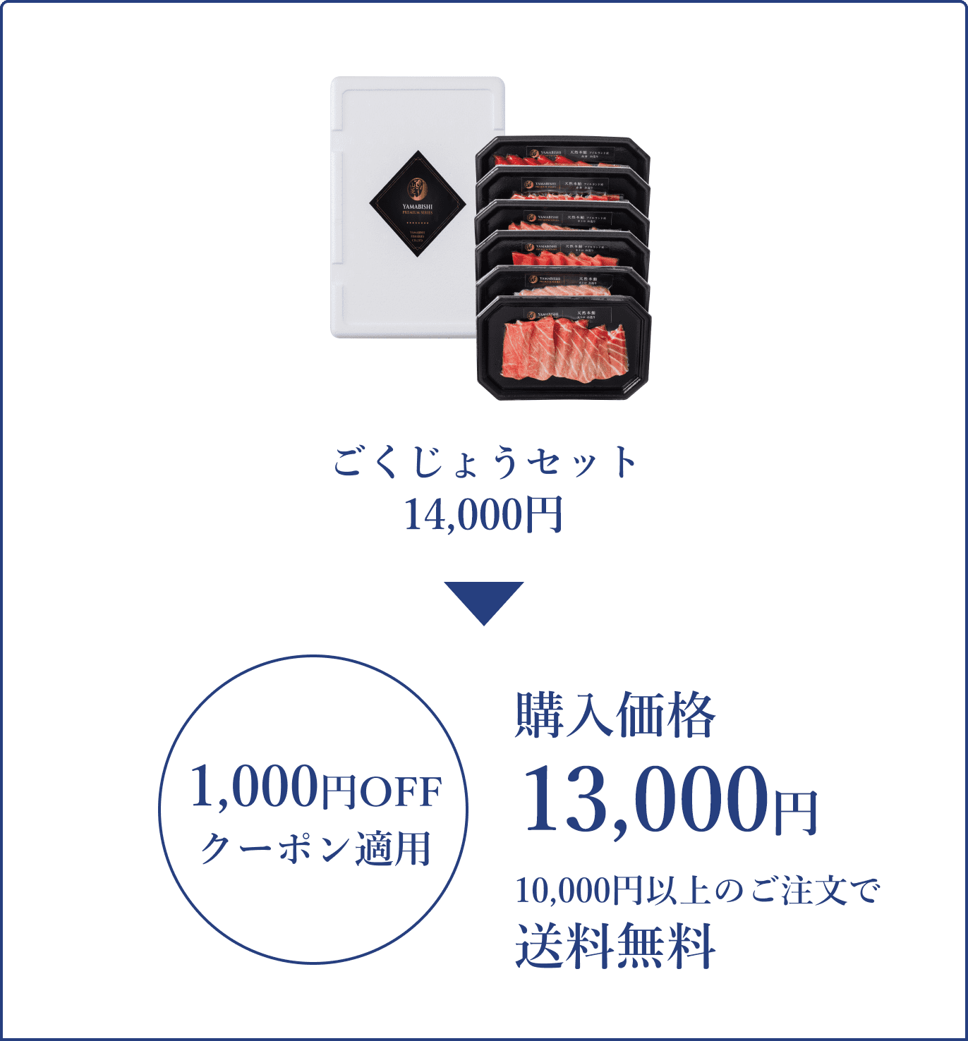 ごくじょうセット14,000円が1000円OFFクーポン適用で購入価格13,000円